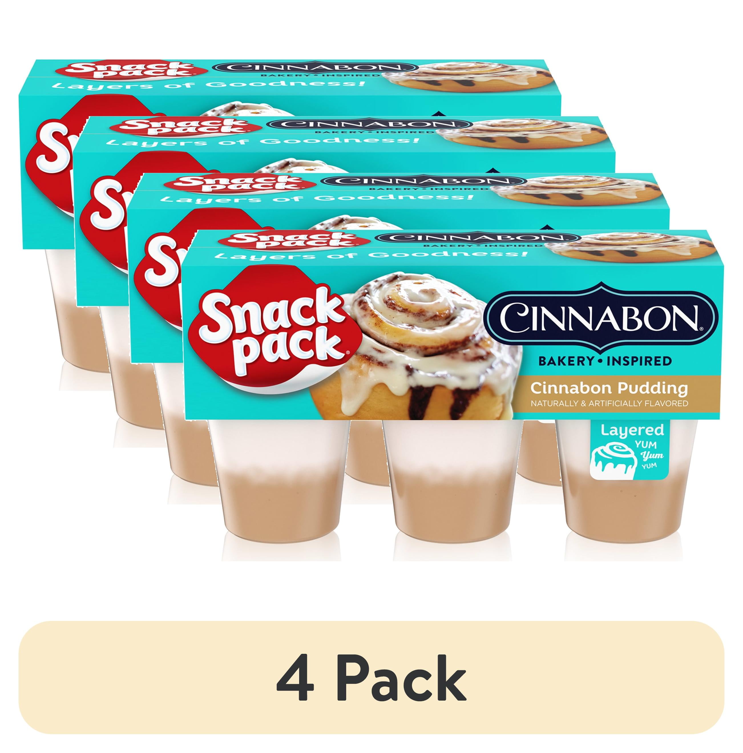 ストーブ Pudding 4 pack) Snack Pack Cinnabon Bakery Inspired Flavored Pudding Cups
