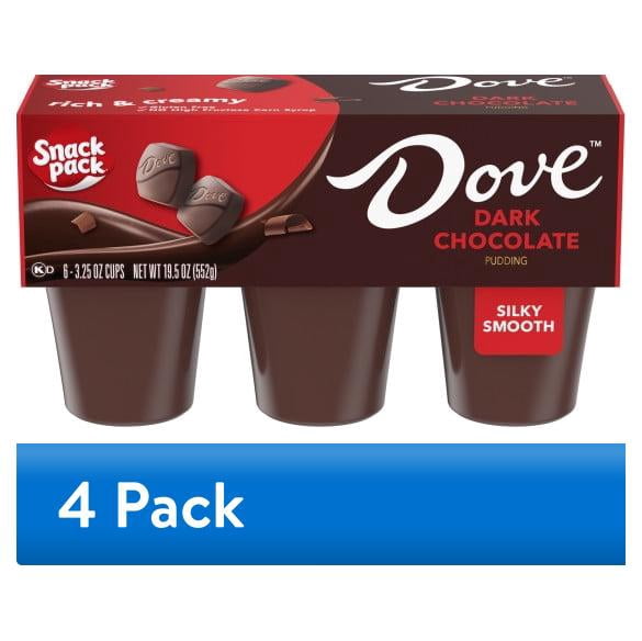 (4 pack) Snack Pack DOVE Dark Chocolate Pudding Cups, 3.25 oz. 6-Count