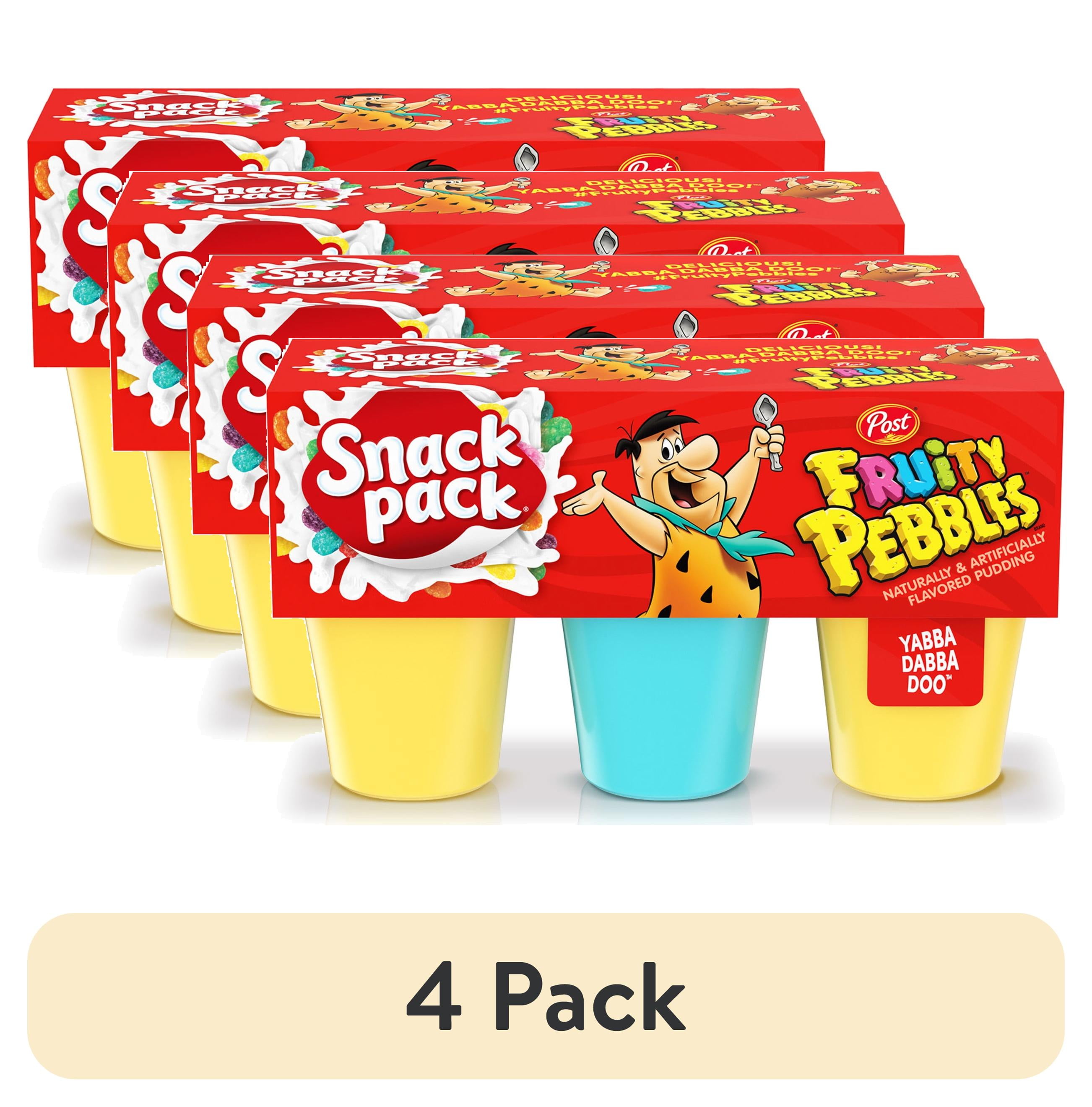 (4 pack) Snack Pack Post Fruity PEBBLES Flavored Pudding Cups 3.25 oz 6 Count