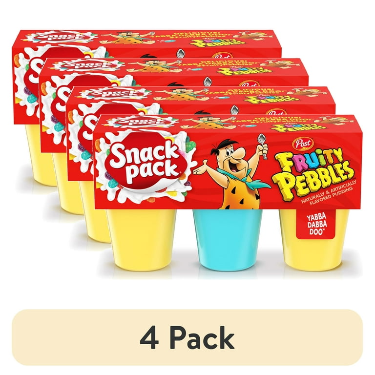 4 pack) Snack Pack Post Fruity PEBBLES Flavored Pudding Cups 3.25