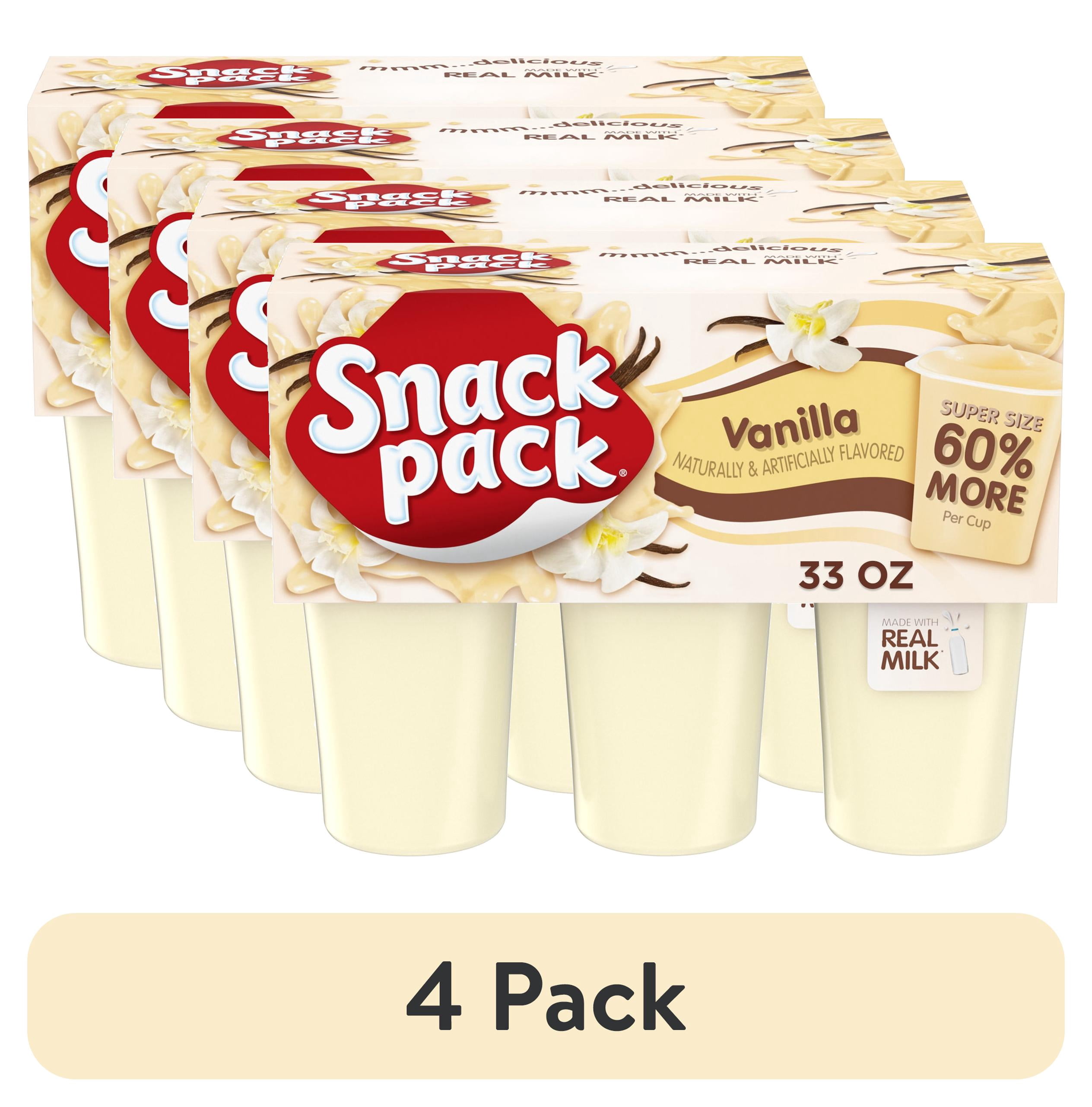 4 pack) Snack Pack Super Size Vanilla Pudding, 5.5 oz Pudding Cups
