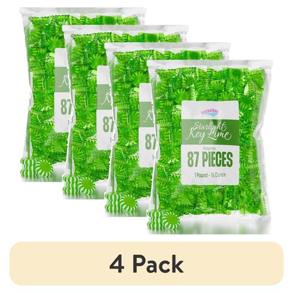 (4 pack) Snackathon Starlight Hard Candy, Key Lime Flavor, Individually Wrapped (Various Sizes)