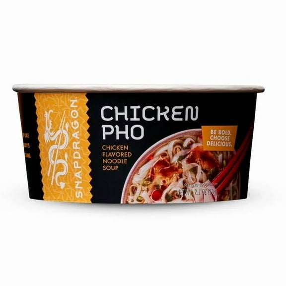 (4 pack) Snapdragon Chicken Pho Bowl 2.1 oz (Chicken Flavored Noodle Soup)