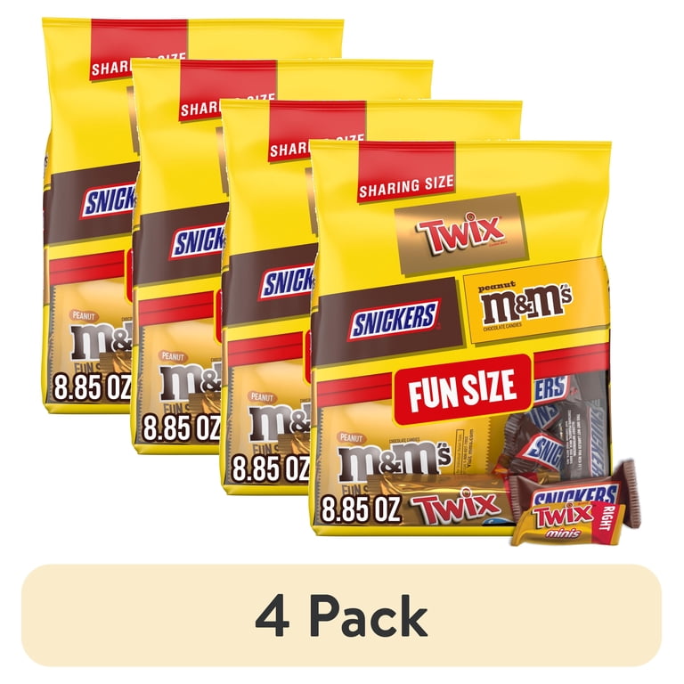 4 pack) Snickers, M&M's & Twix Fun Size Chocolate Candy Variety