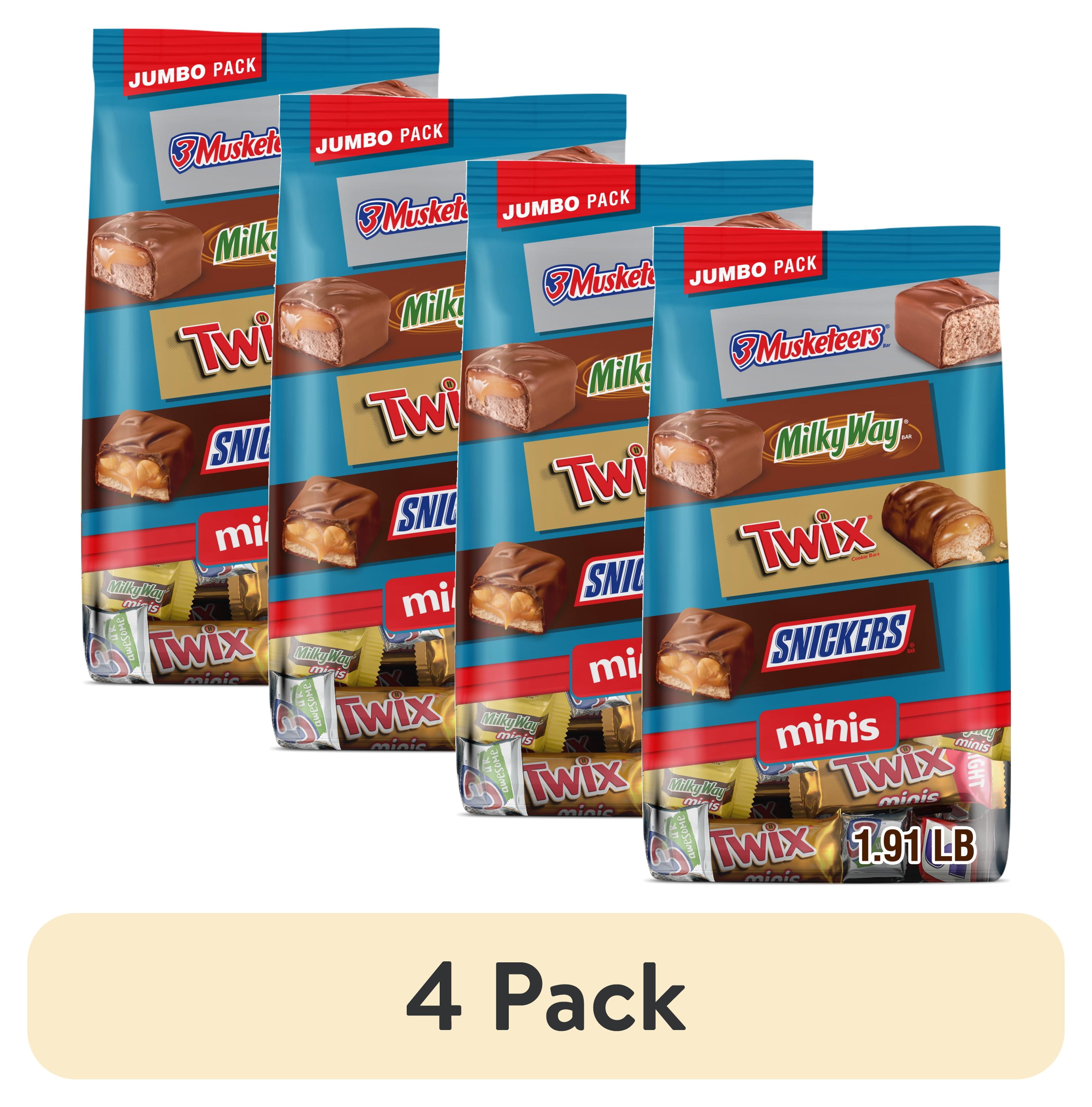 (4 pack) Snickers, Twix & More Minis Chocolate Candy Bars Variety pack - 30.63 oz Bulk Bag