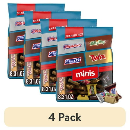 (4 pack) Snickers, Twix & More Minis Chocolate Candy Bars Variety pack - 8.31 oz Bag
