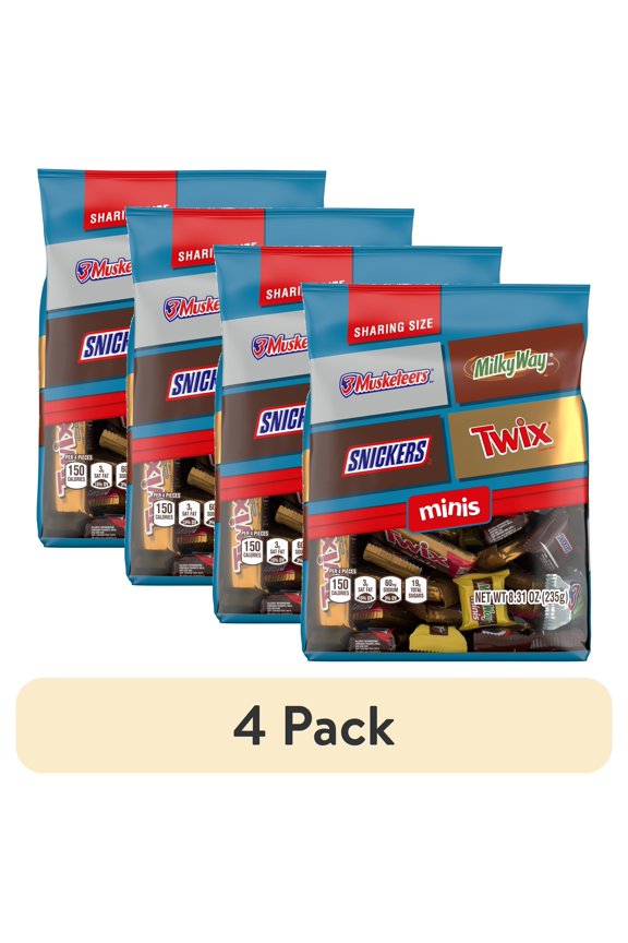 (4 pack) Snickers, Twix & More Minis Chocolate Candy Bars Variety pack - 8.31 oz Bag