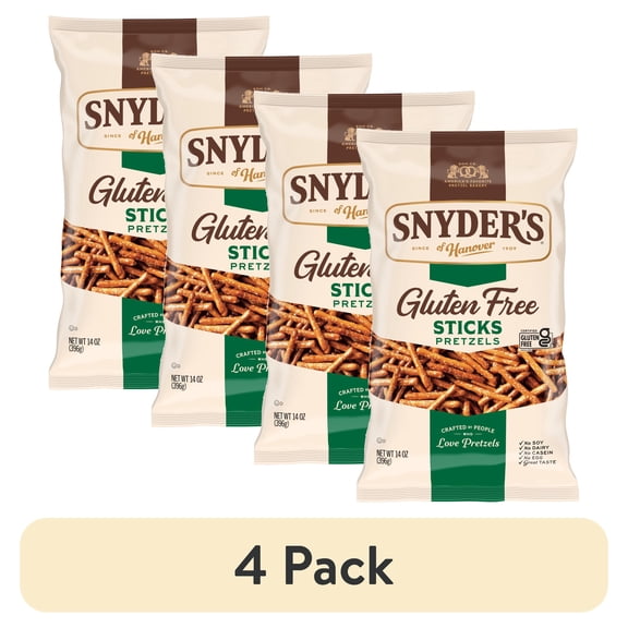 (4 pack) Snyder's of Hanover Gluten Free Pretzel Sticks, 14 oz Bag