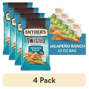 (4 pack) Snyder's of Hanover Jalapeno Ranch Flavored Twisted Pretzel Sticks, 12 oz Bag
