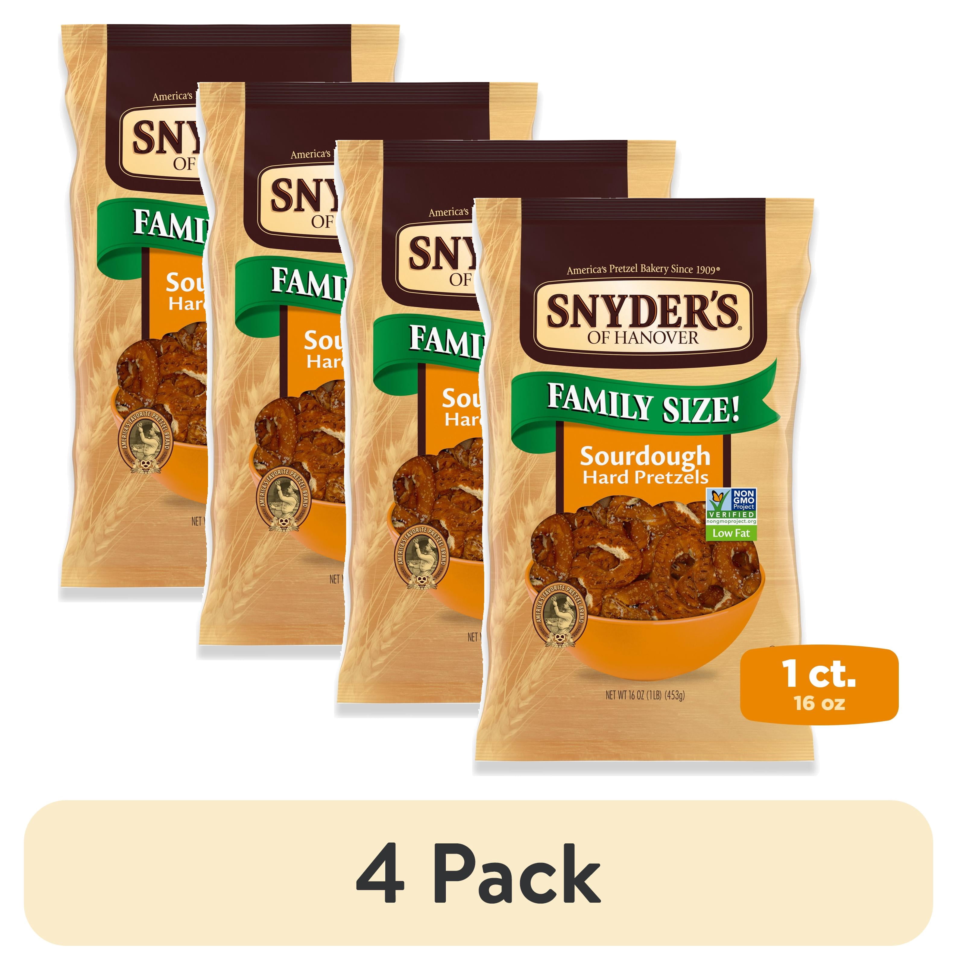 (4 pack) Snyder's of Hanover Sourdough Hard Pretzels, 16 oz Bag