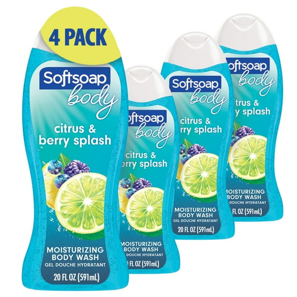 (4 pack) Softsoap Moisturizing Body Wash, Citrus Splash and Berries - 20 oz