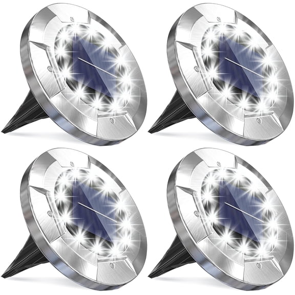 4-pack Solar Ground Lights Outdoor Waterproof,Landscape Lights for Pathway,Yard,Deck,Lawn,Patio,Solar Disk Light for Walkway,Patio & Garden Decor under $10