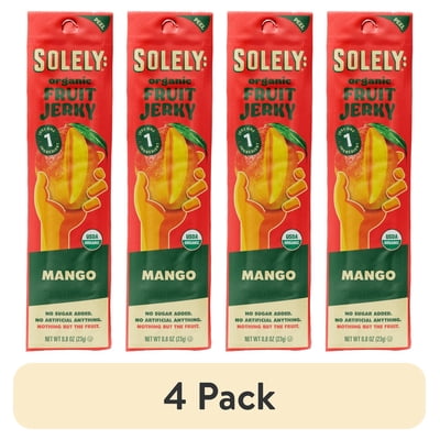 (4 pack) Solely Organic Mango Fruit Snack Jerky, Made with Real Fruit, 0.8 oz
