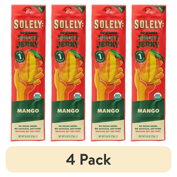 (4 pack) Solely Organic Mango Fruit Snack Jerky, Made with Real Fruit, 0.8 oz