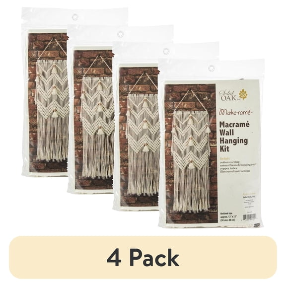 (4 pack) Solid Oak Make-ramé Macramé Wall Hanging Kit - Chevrons and Tassels