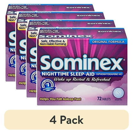 (4 pack) Sominex Original Formula Night-Time Sleep Aid Tablets, 72 Count