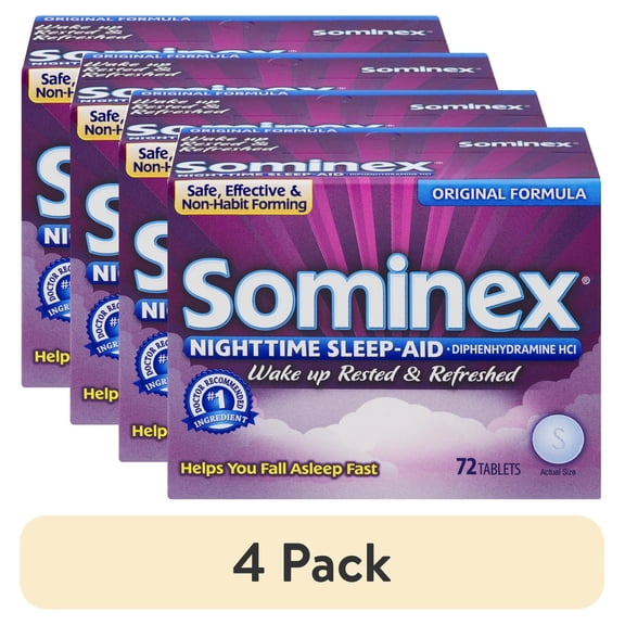 (4 pack) Sominex Original Formula Tablets, 72 ea