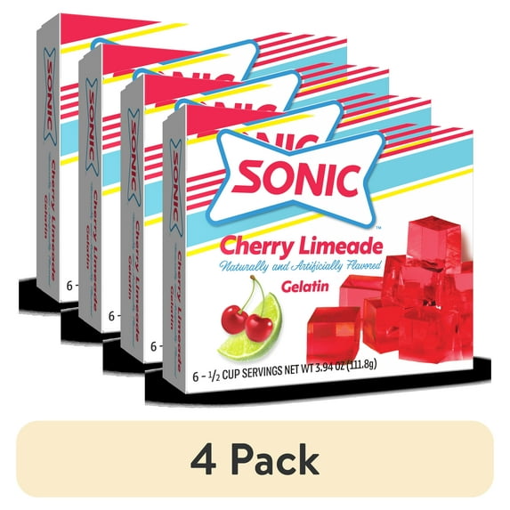 (4 pack) Sonic Cherry Limeade Gelatin Mix, 6 Servings, 3.94 oz Cardboard Box