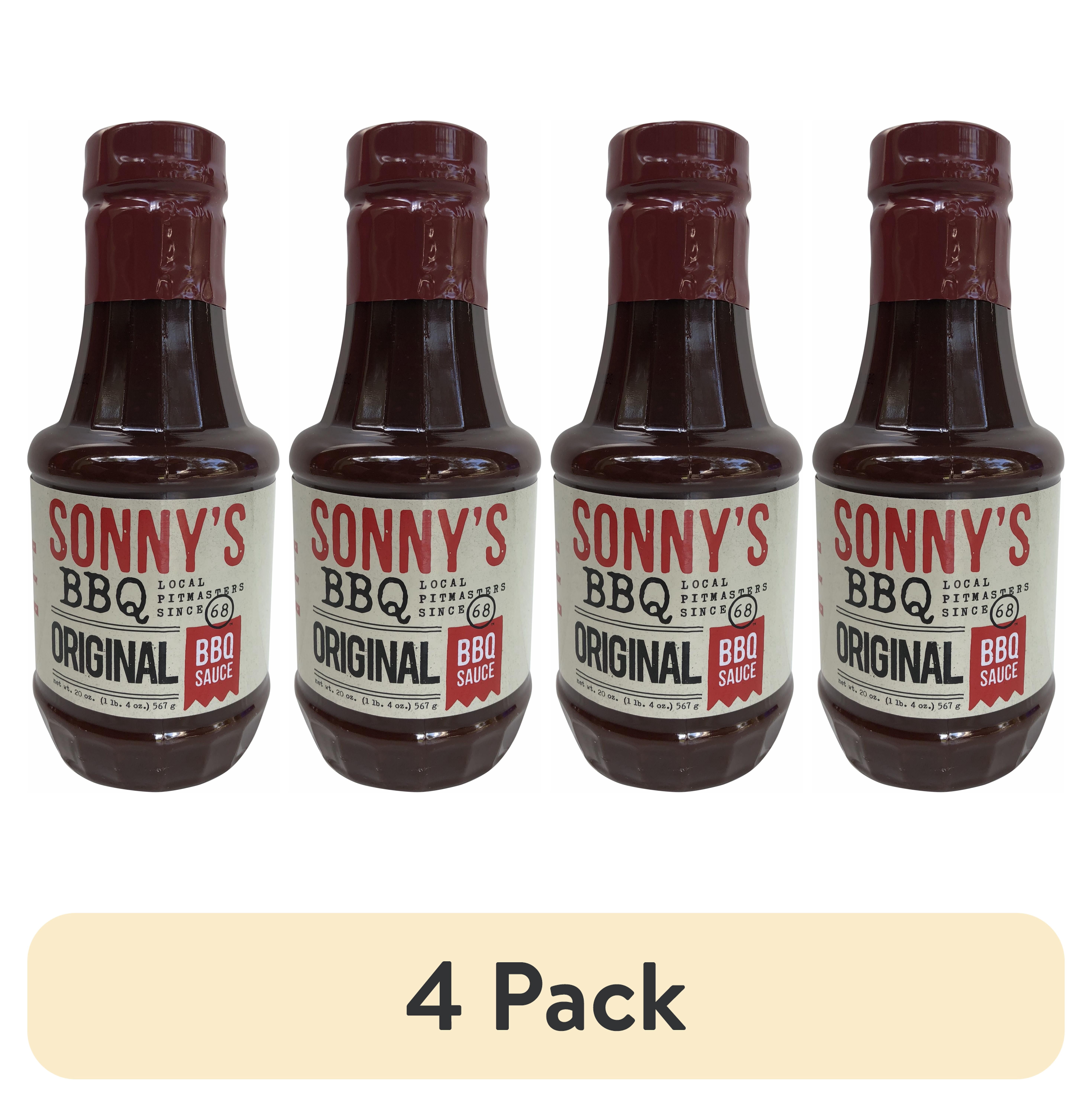 (4 pack) Sonny’s BBQ Original Bar-B-Q Sauce, 20 oz Bottle - Barbecue Sauce for Grilling, Dipping, and Marinades