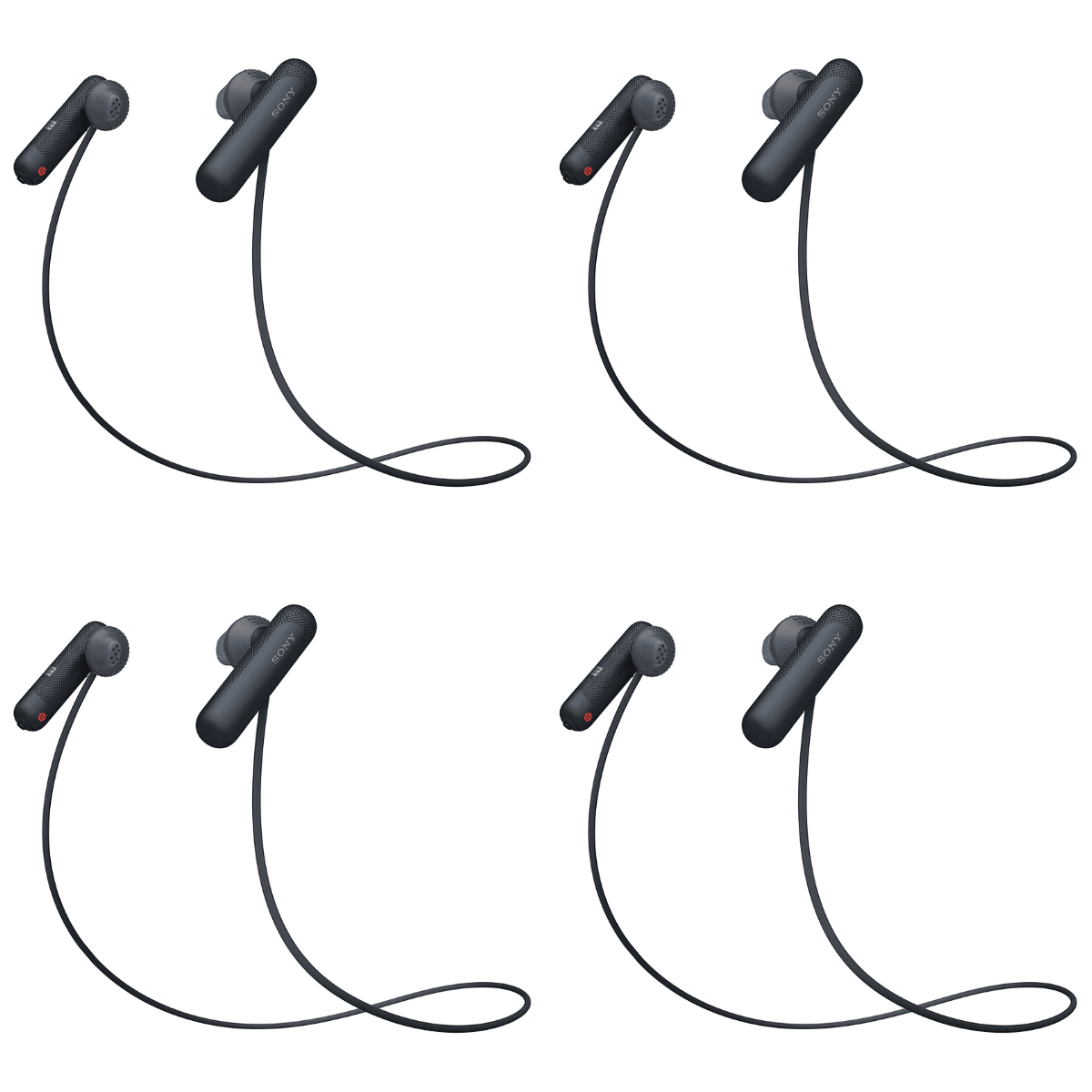 (4 pack) Sony Extra Bass Bluetooth Headphones, Wireless Sports Earbuds with Mic/Microphone, IPX4 Splash Proof Stereo Comfort Gym Running Workout up to 8.5 Hour Battery, Black (International Version)