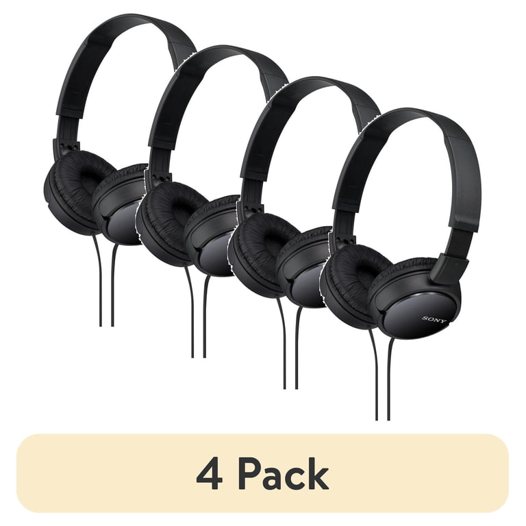 4 pack) Sony MDR-ZX110 Wired On-Ear Headphones, Black - Walmart.com
