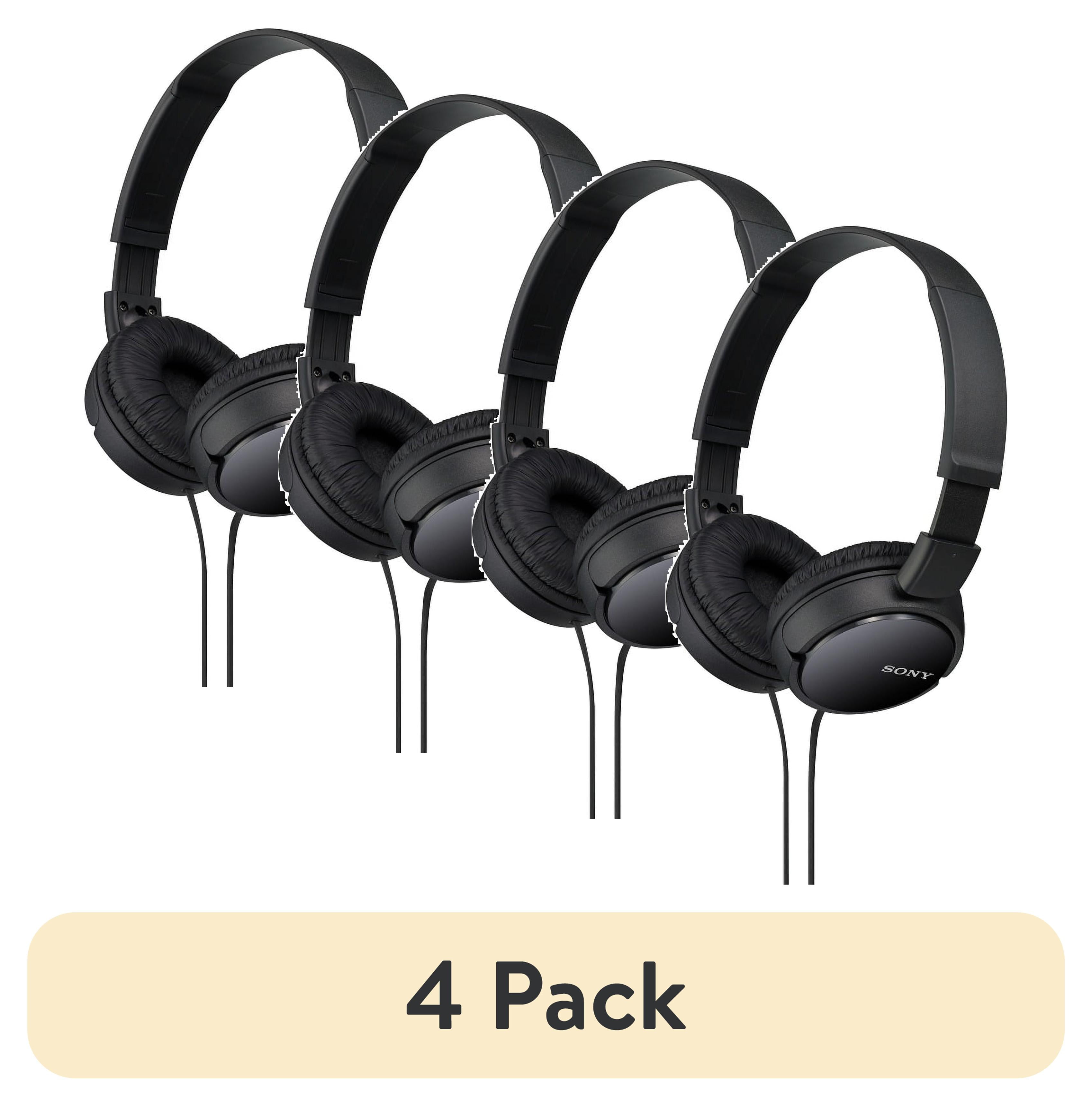 4 pack) Sony MDR-ZX110 Wired On-Ear Headphones, Black