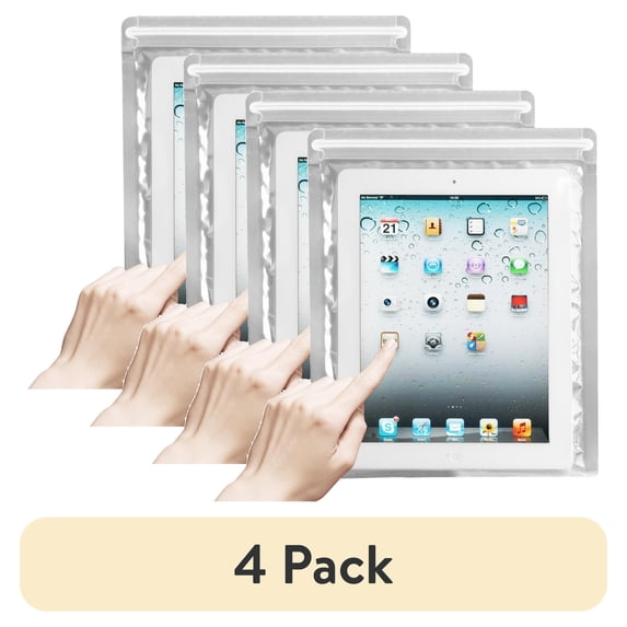 (4 pack) SoundLogic XT Reusable Clear Waterproof Universal Ipad & Tablet Pouch