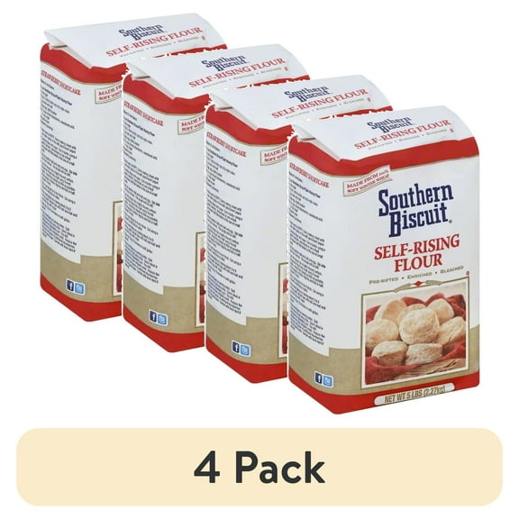 (4 pack) Southern Biscuit Self-Rising Flour, 100% Soft Wheat, 80 oz Bag