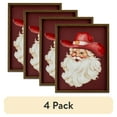 thumbnail image 1 of (4 pack) Holiday Time Southern Santa Framed Tinted Gel & Glitter Emb Canvas Christmas Wall Art, 1 of 7