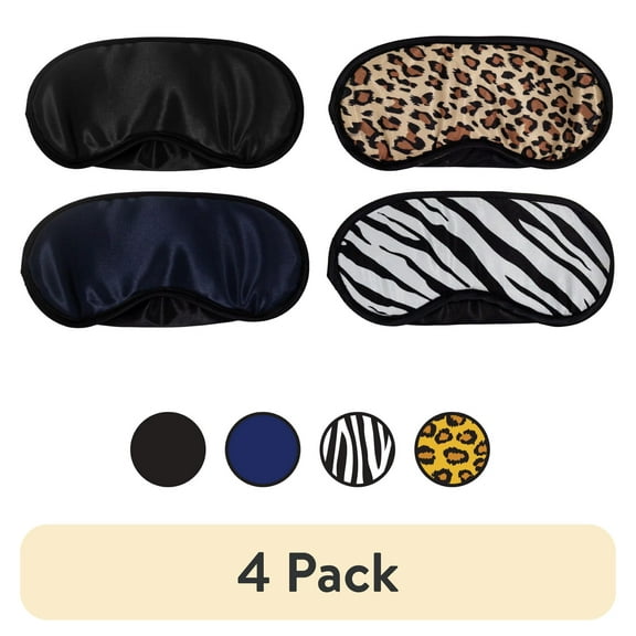 (4 pack) Spa Bella Satin Sleep Mask, Assorted Colors