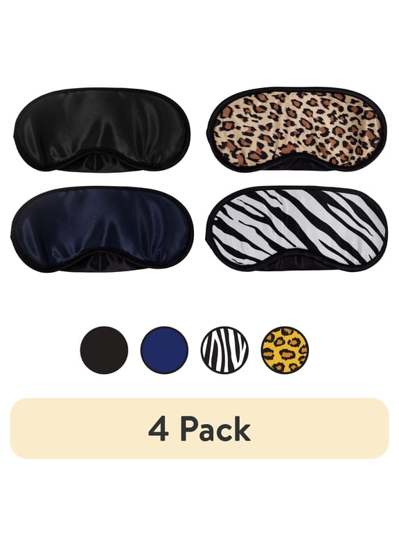 (4 pack) Spa Bella Satin Sleep Mask, Assorted Colors