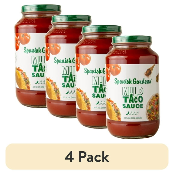 (4 pack) Spanish Gardens Taco Sauce, Mild, 23 oz (Liquids) (Shelf-Stable)