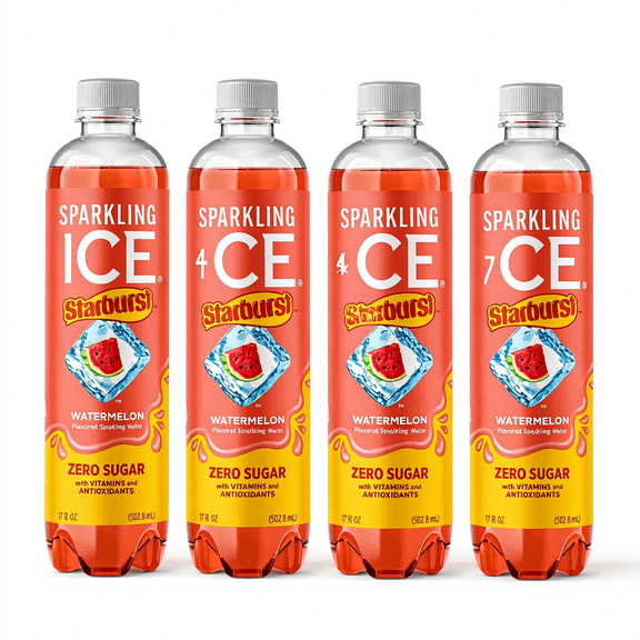 ( 4 pack) Sparkling Ice Starburst Watermelon, 17oz bottle