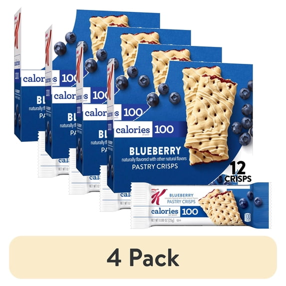(4 pack) Special K Bar Blueberry Chewy Pastry Crisps, 100 Calorie Snacks, 5.28 oz, 12 Count
