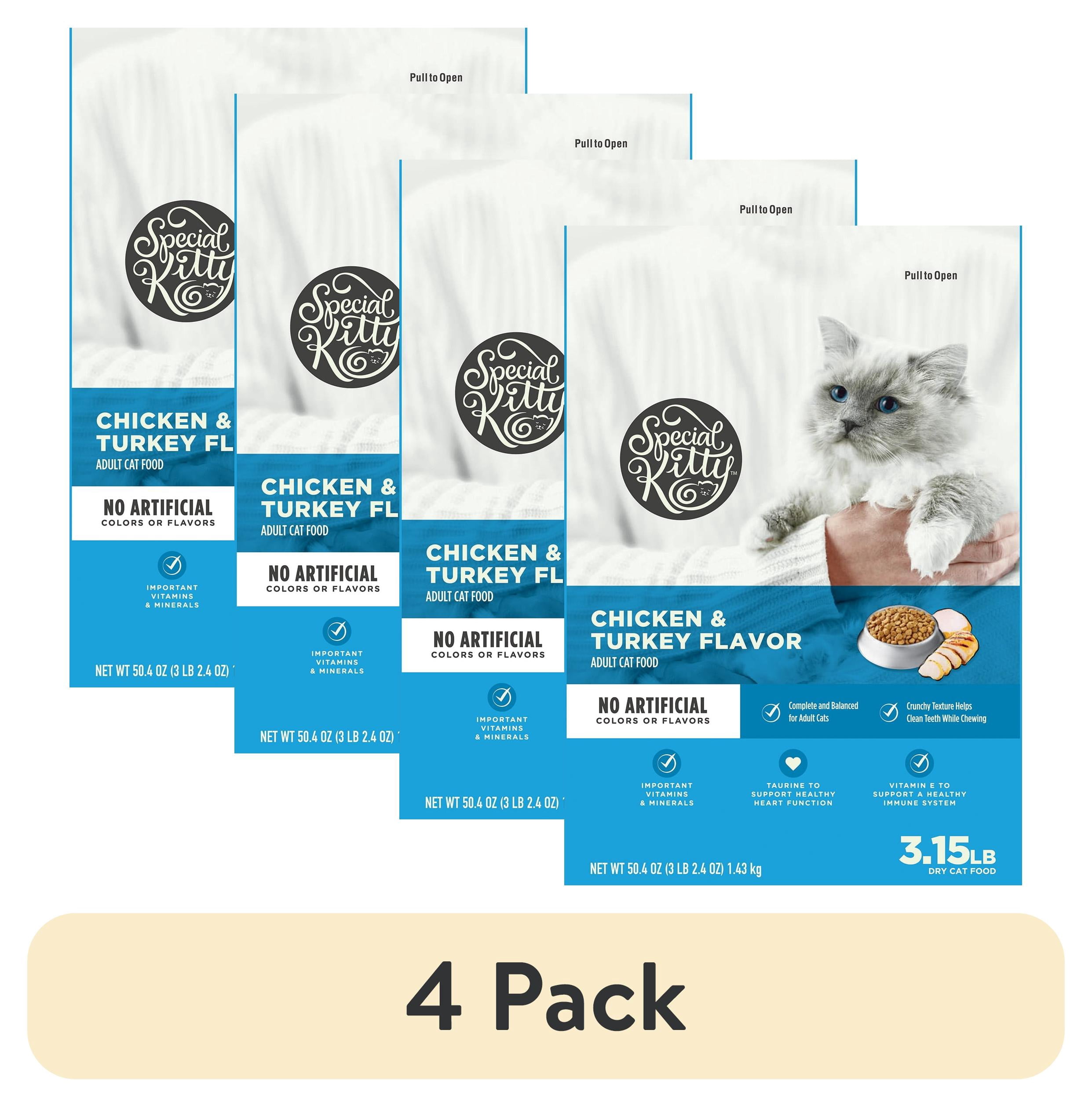 (4 pack) Special Kitty Complete Nutrition Chicken & Turkey Flavor Dry Cat Food, 3.15 lb Bag
