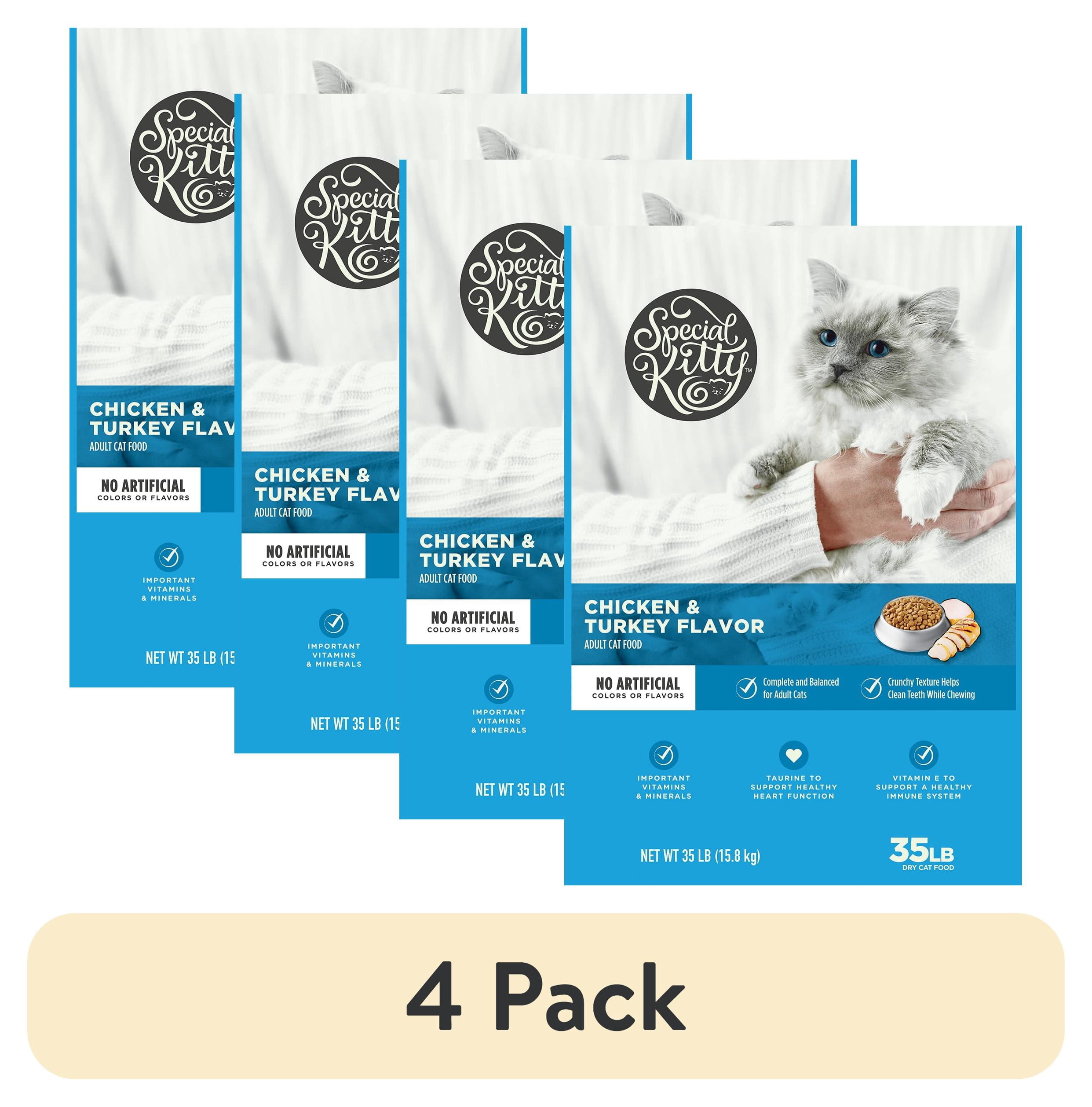 (4 pack) Special Kitty Complete Nutrition Chicken & Turkey Flavor Dry Cat Food, 35 lb Bag