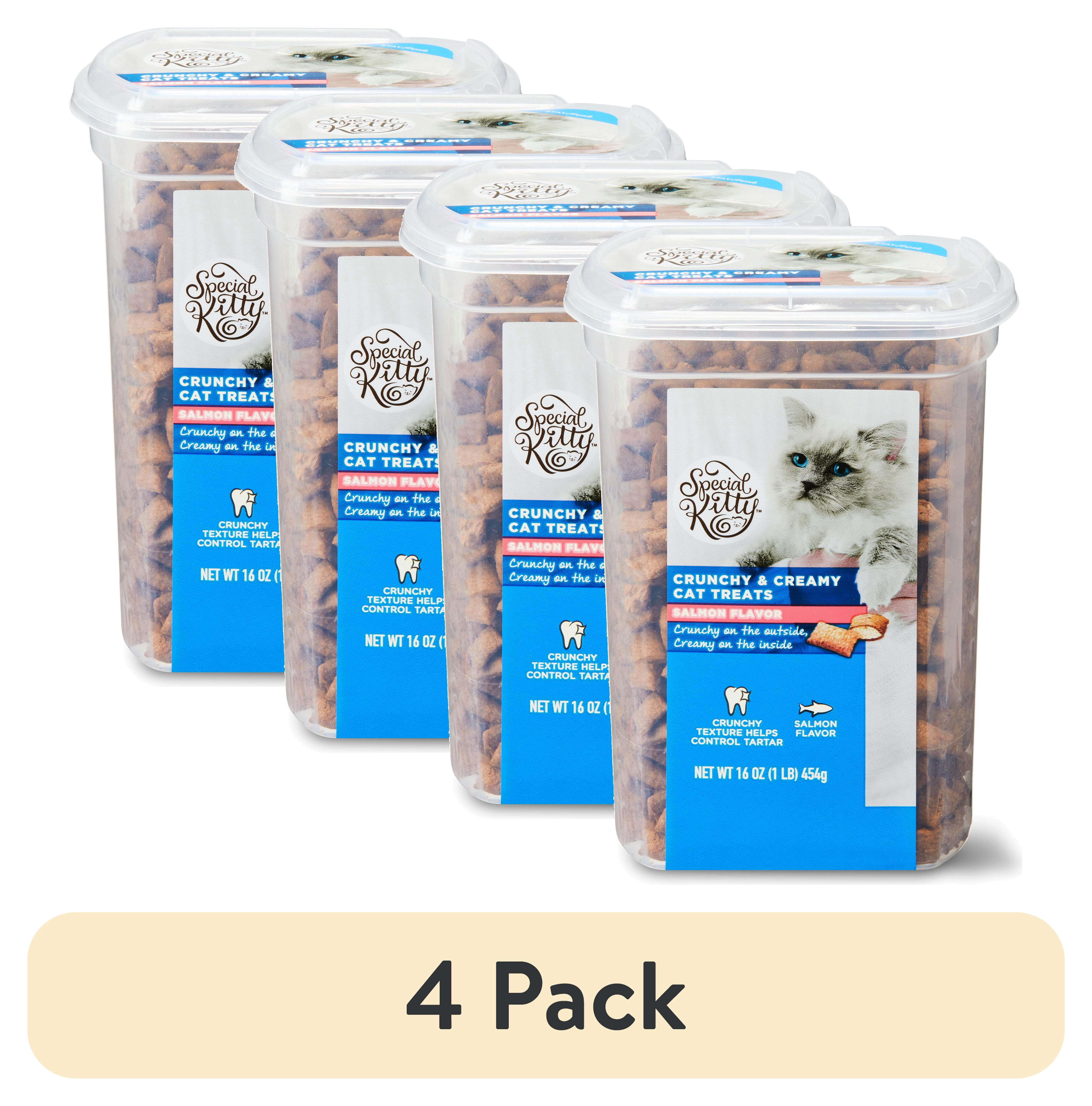 (4 pack) Special Kitty Crunchy & Creamy Cat Treats, Salmon Flavor, 16 oz