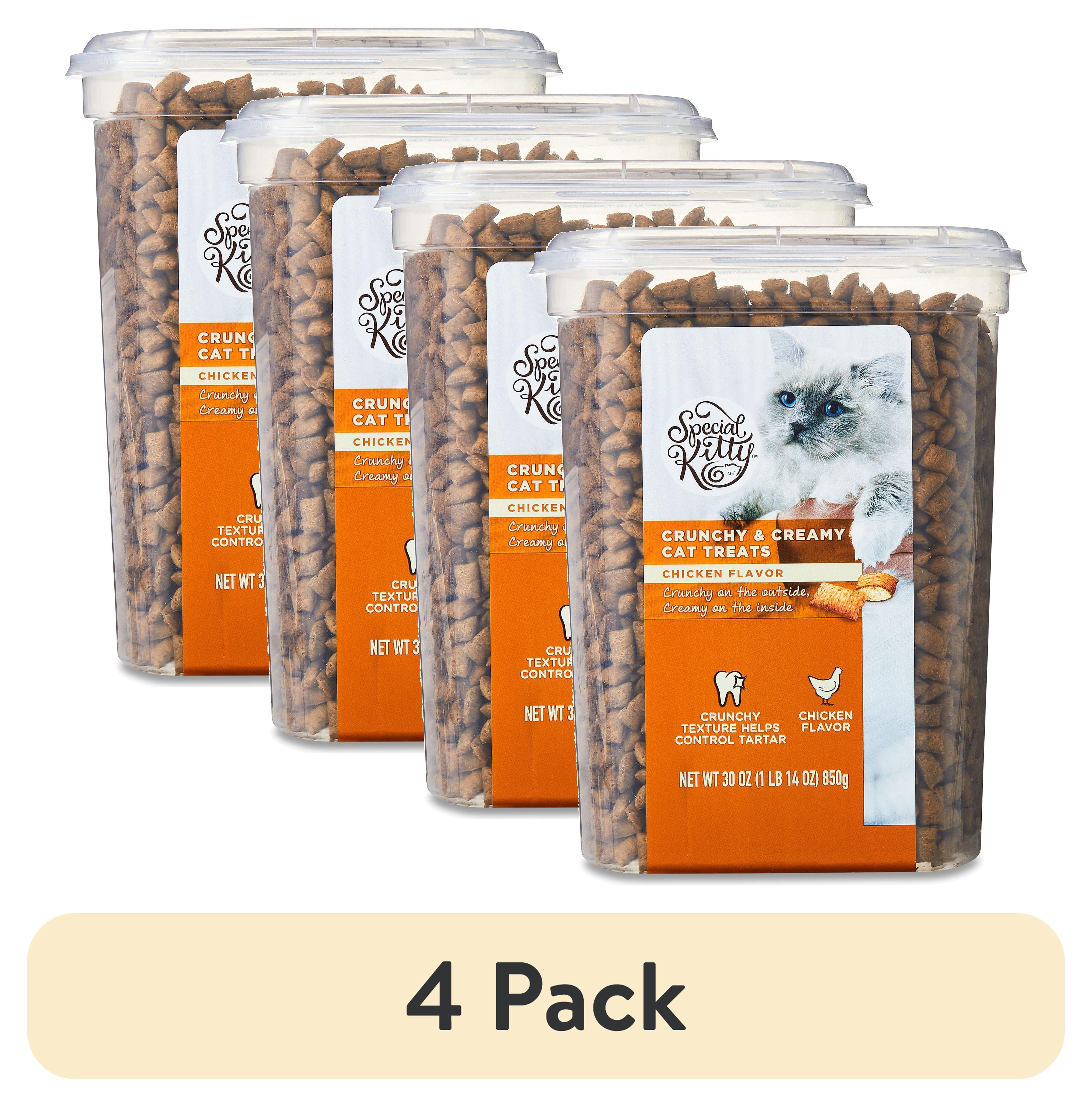 (4 pack) Special Kitty Crunchy & Creamy Dry Cat Treats, Chicken Flavor, 30 oz