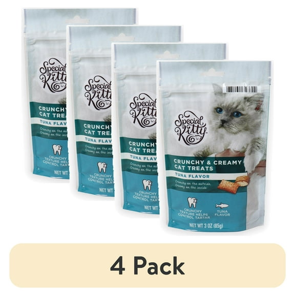 (4 pack) Special Kitty Crunchy and Creamy Cat Treats Tuna Flavor, 3 oz