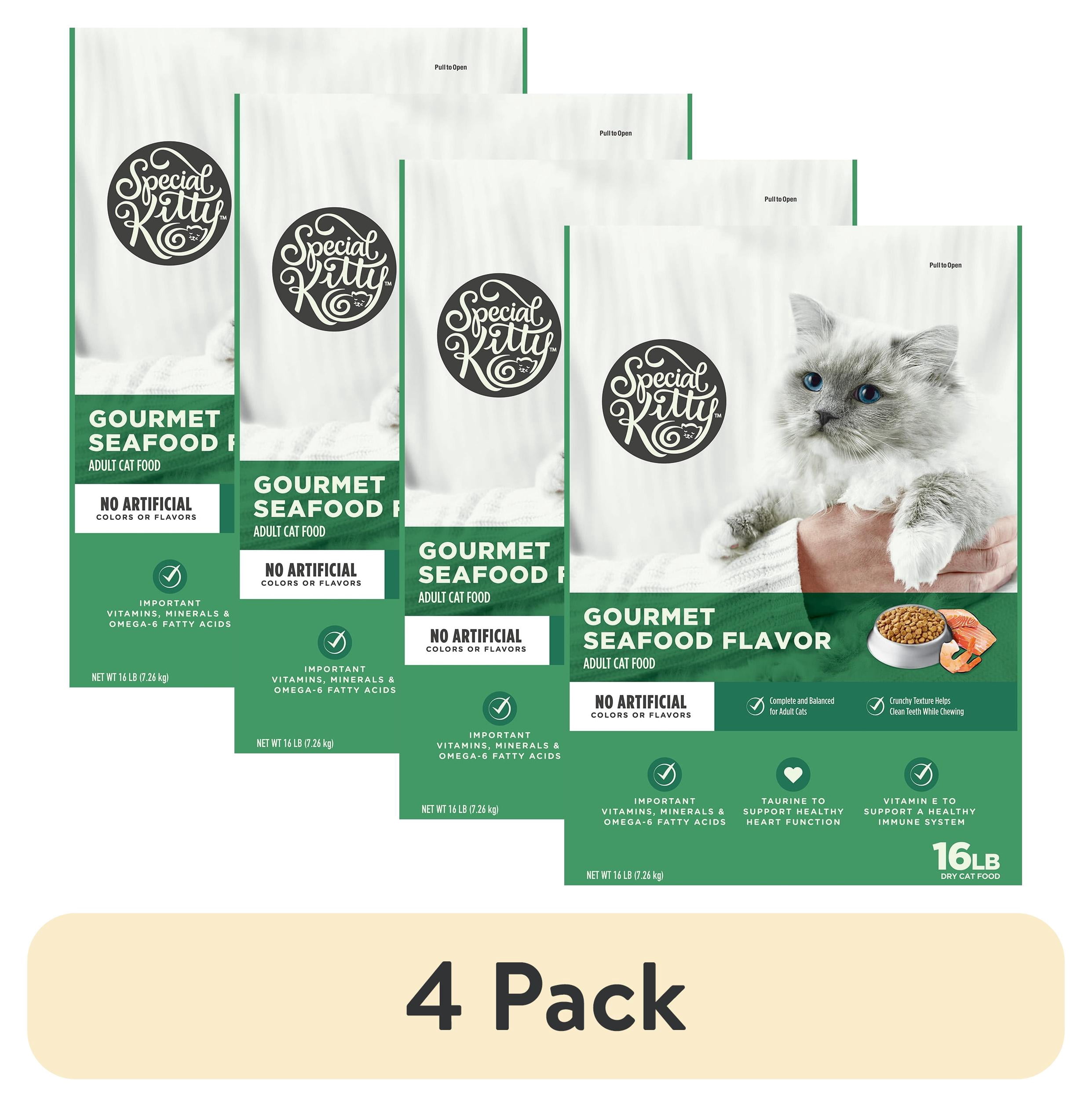 (4 pack) Special Kitty Gourmet Formula Seafood Blend Flavor Dry Cat Food, 16 lb Bag