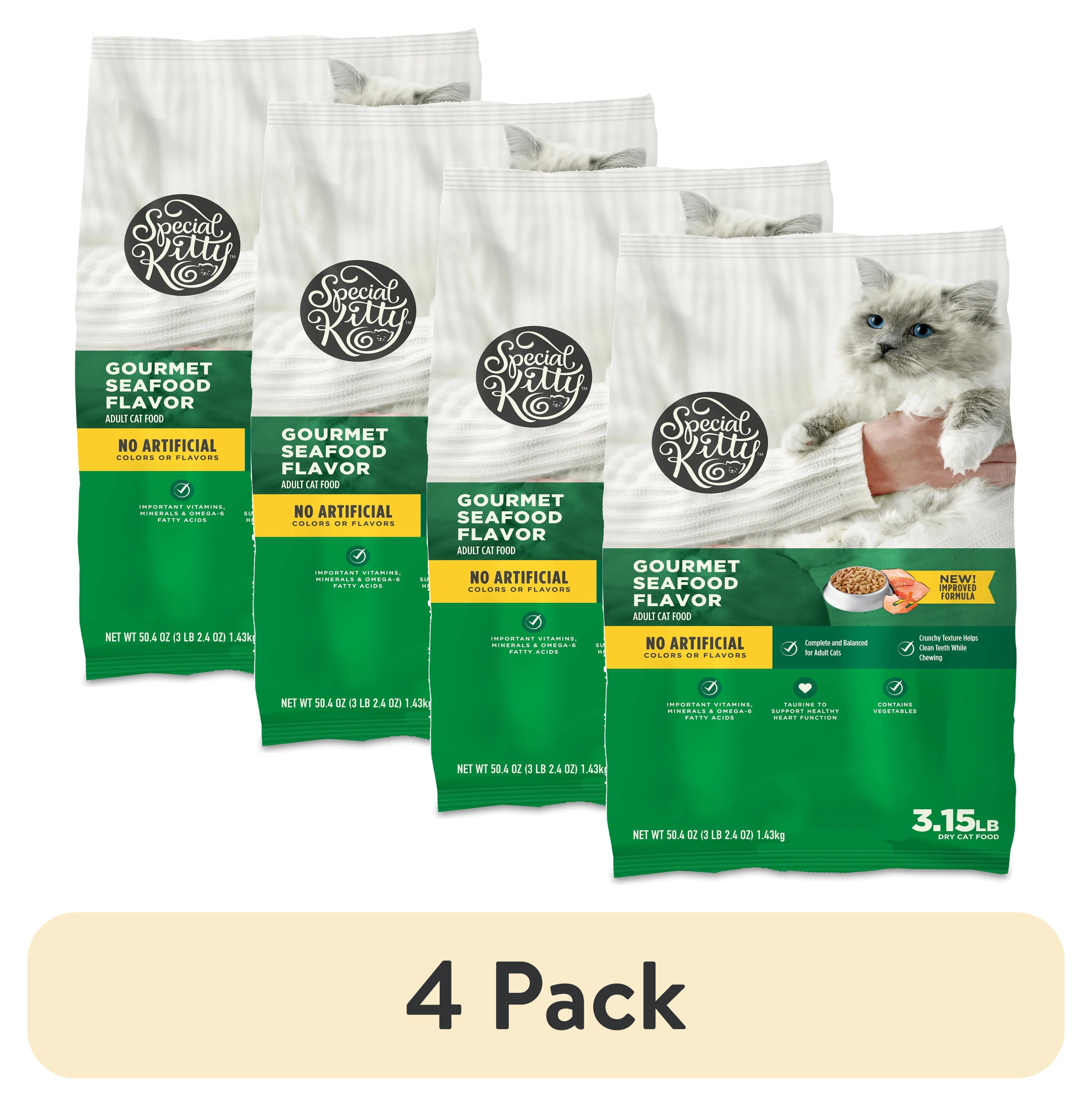 (4 pack) Special Kitty Gourmet Formula Seafood Blend Flavor Dry Cat Food, 3.15 lb Bag