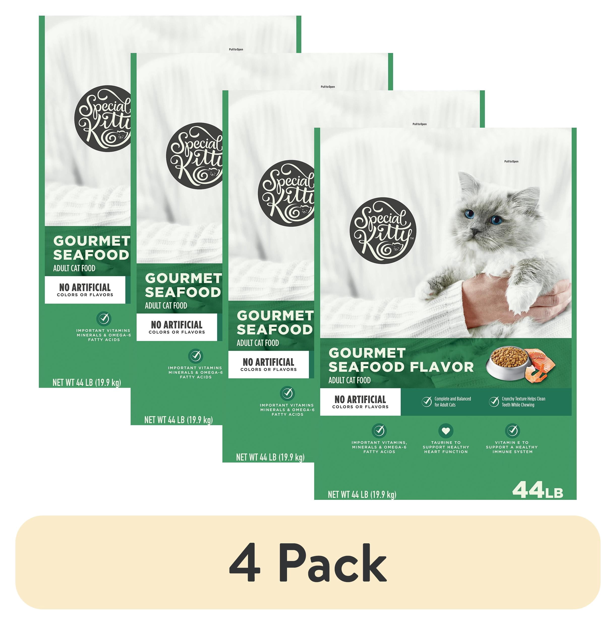 (4 pack) Special Kitty Gourmet Formula Seafood Blend Flavor Dry Cat Food, 44 lb Bag