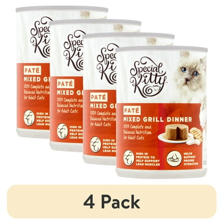 (4 pack) Special Kitty Mixed Grill Dinner Pate Wet Cat Food, 13 oz Can
