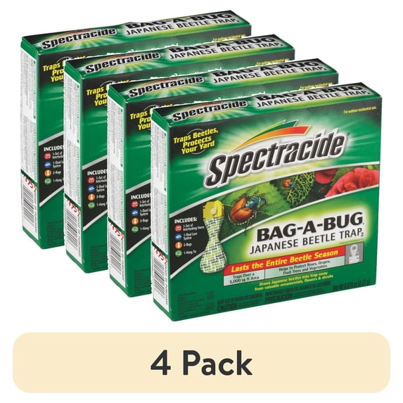 (4 pack) Spectracide Bag-A-Bug Japanese Beetle Trap, Dual Lure System