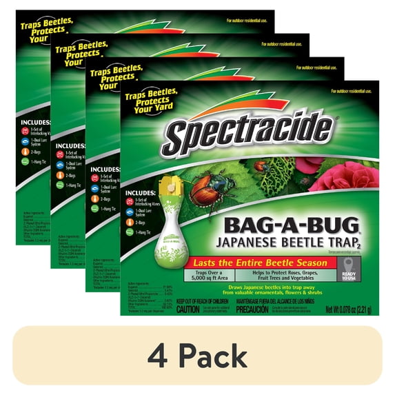 (4 pack) Spectracide Bag-a-Bug Japanese Beetle Trap, Dual Lure System, 1 Count