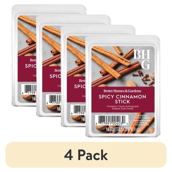 (4 pack) Spicy Cinnamon Stick Scented Wax Melts, Better Homes & Gardens, 2.5 oz (1-Pack)