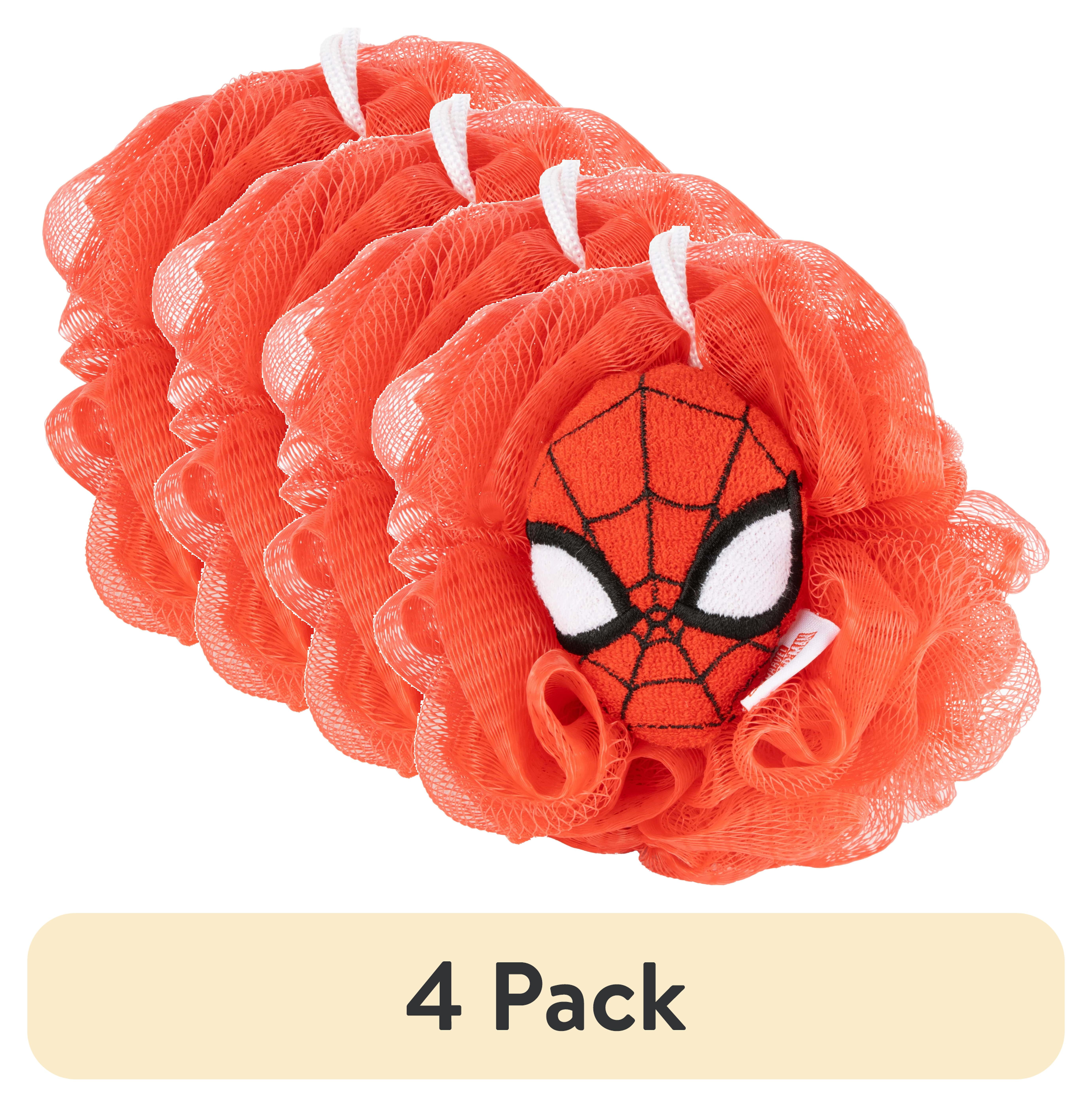 (4 pack) Marvel Kids 5" Spider-Man 3D Loofah, Polyester, Red