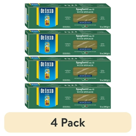 (4 pack) De Cecco Spinach Spaghetti Pasta, Contains Wheat, No Dairy or Soy Allergens, 16 oz