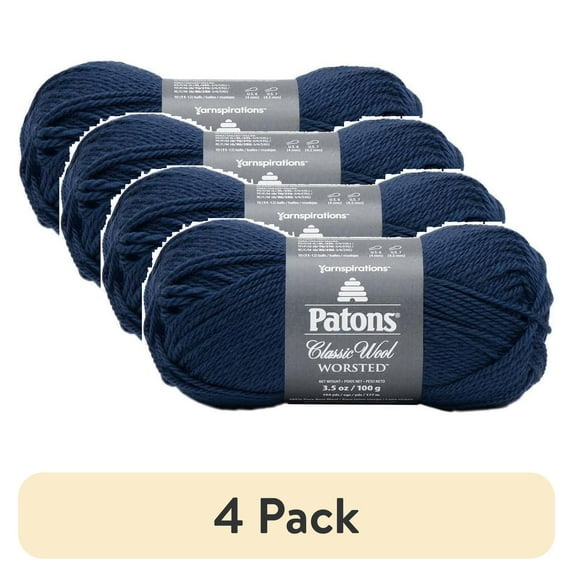 (4 pack) Patons Classic Wool Yarn-Navy Blue