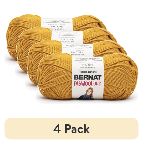 (4 pack) Spinrite Bernat Fabwoolous Yarn-Bright Gold